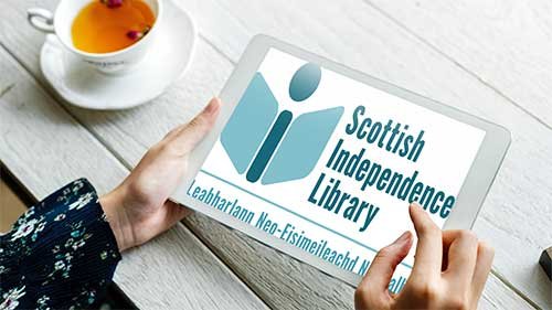 volunteer library curator using ipad 